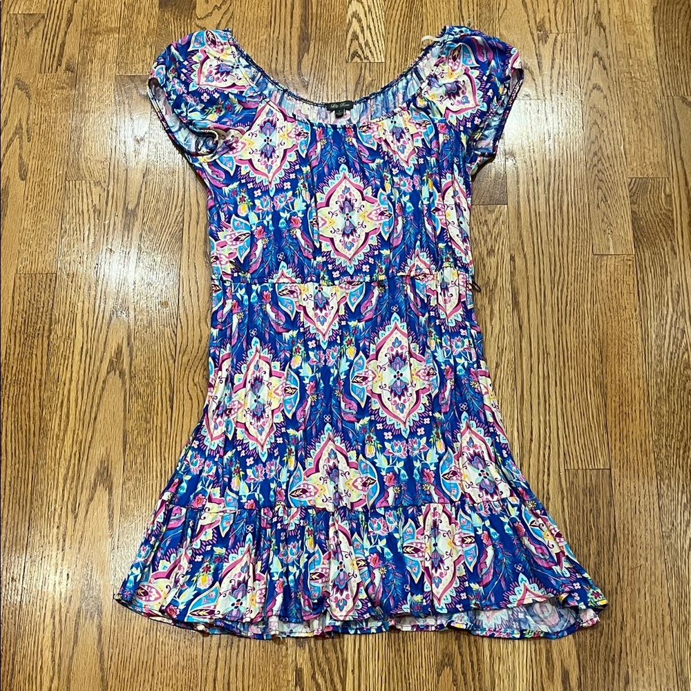 Lily Rose Multicolor Floral Pattern Dress size large 100% rayon